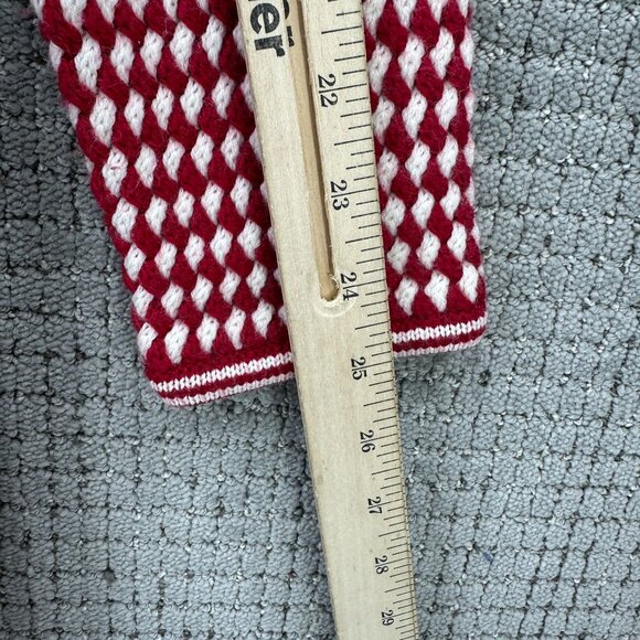 Talbots Open Cardigan Women's Size Small Red White Sweater Pure Merino Wool - Picture 10 of 12